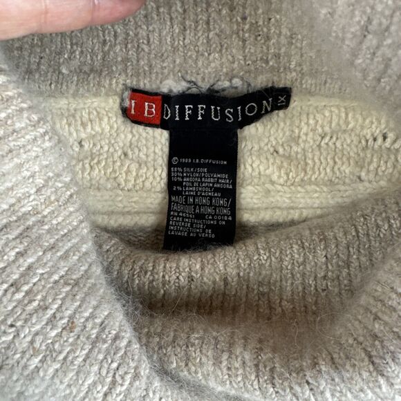 IB Diffusions Silk Angora Sweater Womens 1X Beige White Grapevine Vintage (1051) - Picture 2 of 11